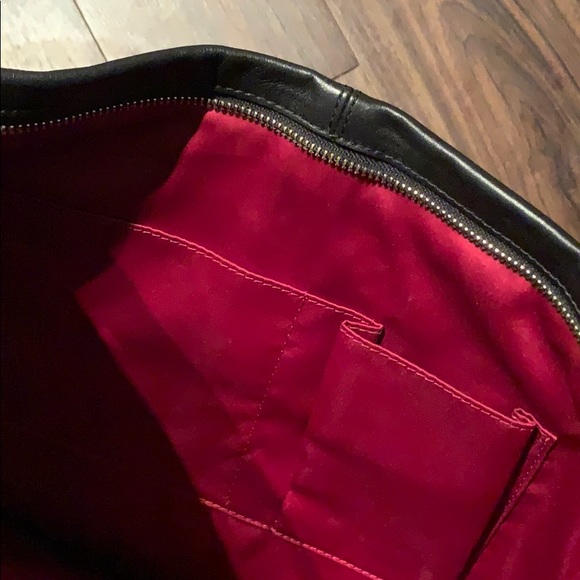 Women’s Genuine Leather Coach Handbag - Black/Red - Picture 6 of 9